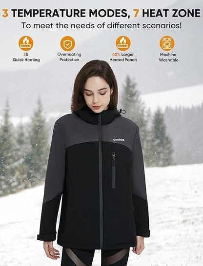 ORRNIKKO Women's Heated Jacket with 20000mAh Battery Pack - Waterproof & Hooded