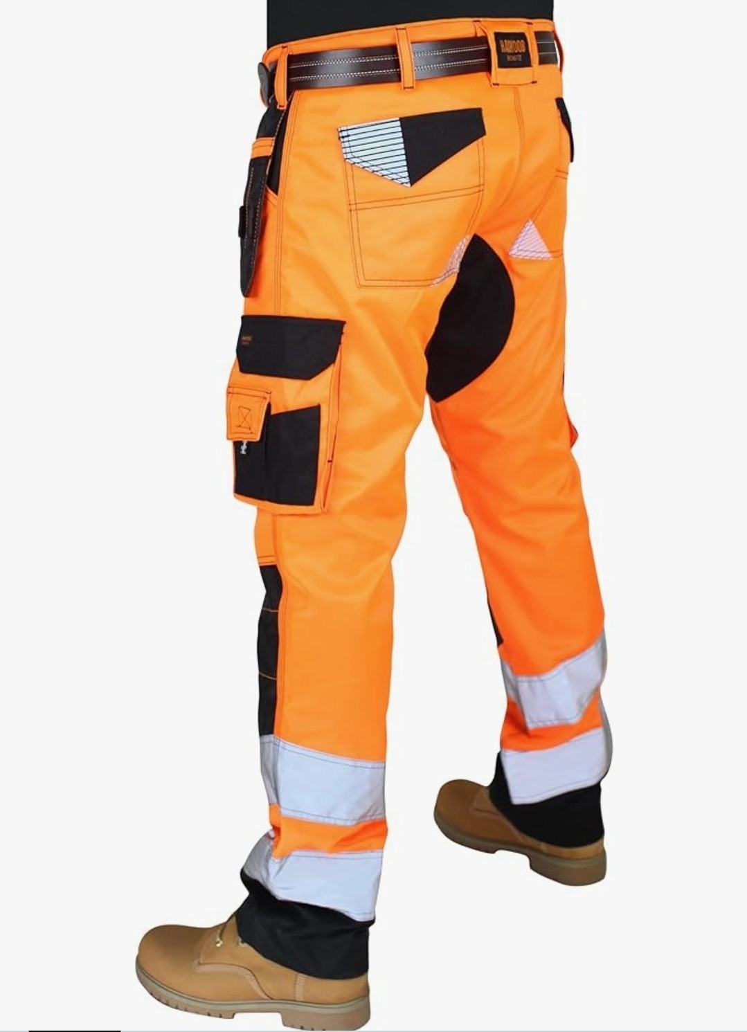 Hashoob Men's Hi Vis Work Trousers Orange Black High Visibility Pants 34/34