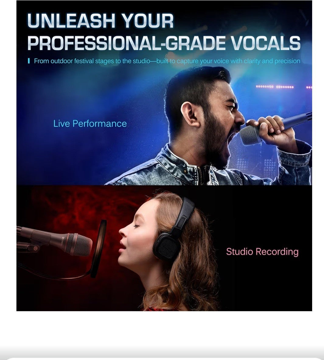 CAROL  AC-900 XLR Wired Vocal Microphone–Dynamic Supercardioid Mic With 4.5Cable