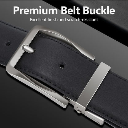 Sunya Men's Genuine Leather Reversible Belt Black Brown 2in1 Twist Buckle Boxed