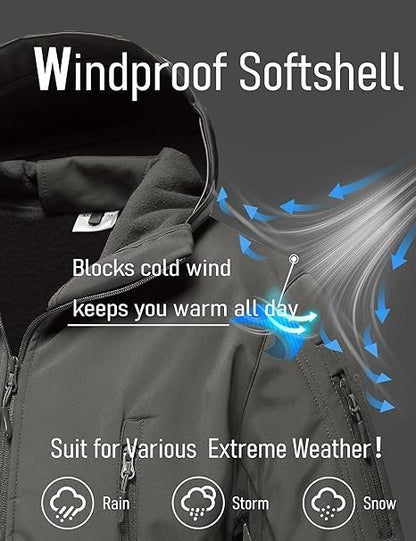 MAGCOMSEN Men's Waterproof Tactical Jackets Winter Outdoor Hiking Softshell Jack