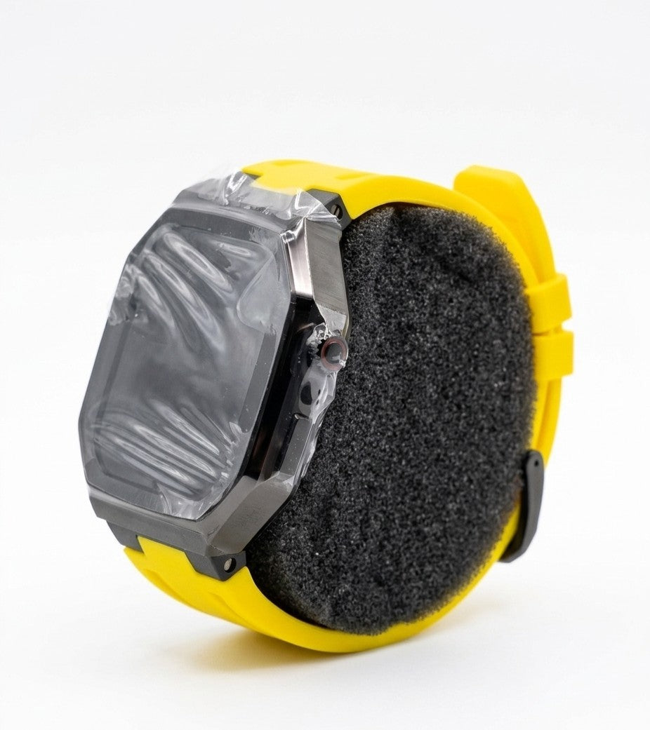 BINLUN 2-Pack Straps for Apple Watch 45mm 44mm with Rugged Metal Protective Case