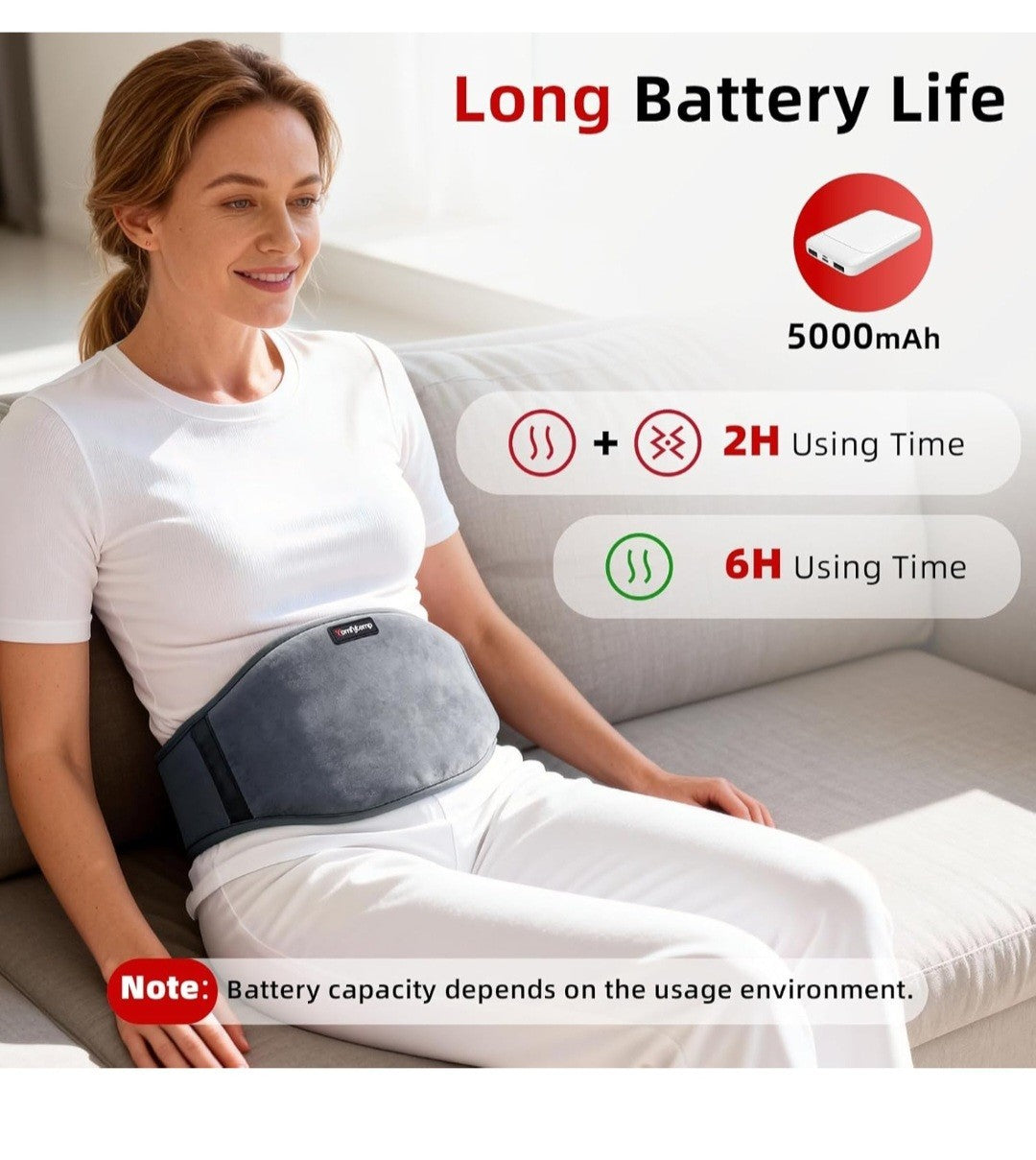 Comfytemp Cordless Lower Back Heating Pad & Massage Belt - Premium Grey