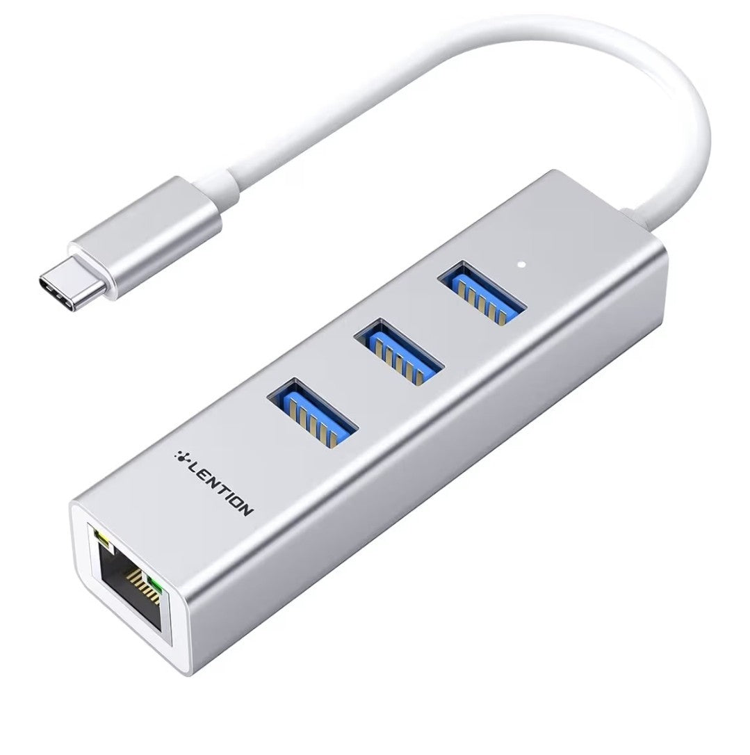 LENTION USB-C Hub to 3x USB 3.0 + Gigabit Ethernet Adapter MacBook Pro Air iPad