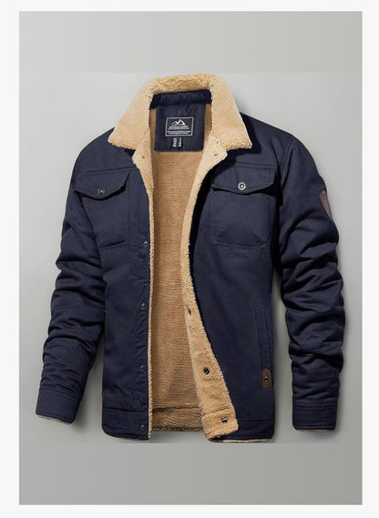 MAGCOMSEN Mens Winter Jacket Navy Blue Size XL Fleece Lined Cargo Military Coat