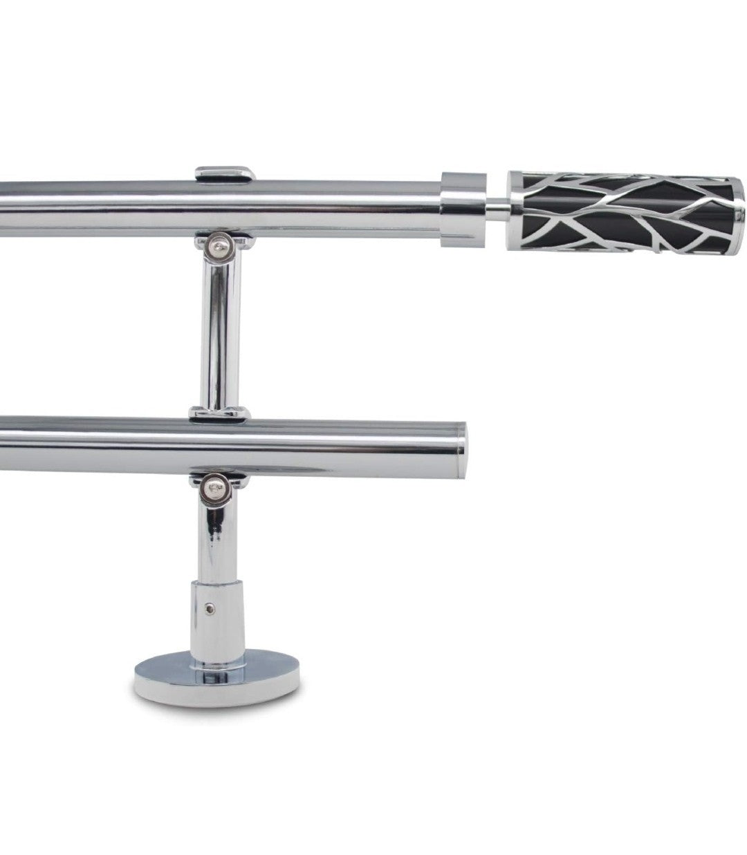 GC Curtain Extendable Chrome Double Curtain Pole Kit 70-120cm - Black & Silver