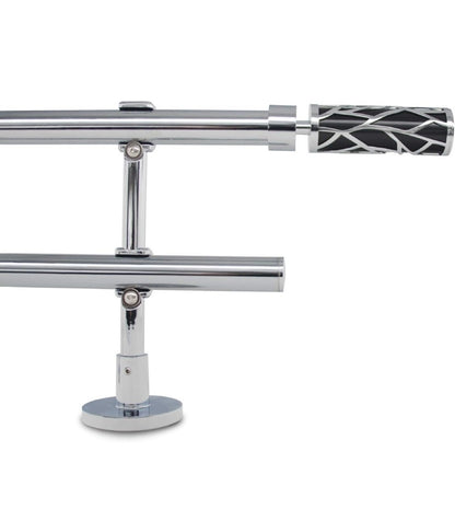 GC Curtain Extendable Chrome Double Curtain Pole Kit 70-120cm - Black & Silver