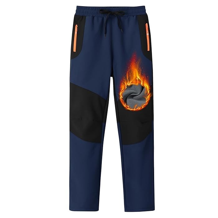 MoFiz Kids Waterproof Snow Ski Pants Boys Patchwork Warm Winter Fleece Lined Hik
