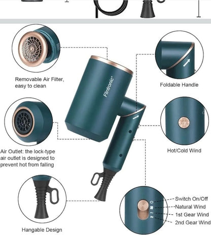Flintronic Professional Ionic Hair Dryer 2000W - Green - New in Box - With 3...