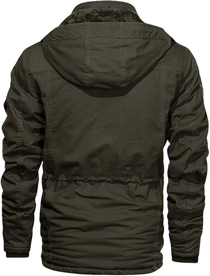 EKLENTSON Men's Cotton Military Jacket Winter Fleece Coats Full Zip Warm Thick