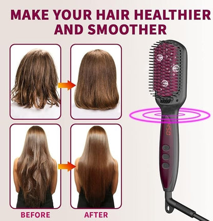 JAMIEWIN Hair Straightener Brush – 3-in-1 Ionic Ceramic Comb | Anti-Scald