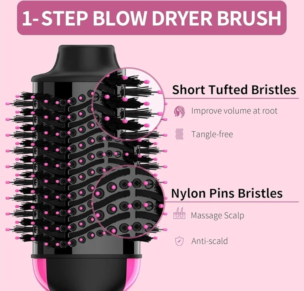 Professional 1-Step Hair Dryer & Volumizer | Hot Air Brush Styler | Pink &...
