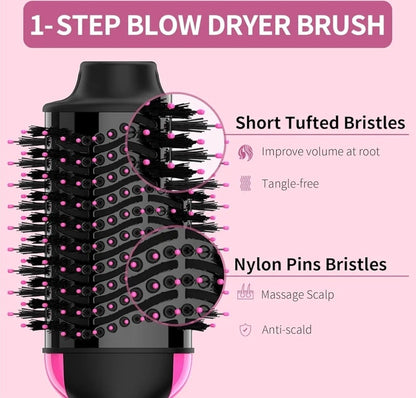 Professional 1-Step Hair Dryer & Volumizer | Hot Air Brush Styler | Pink &...