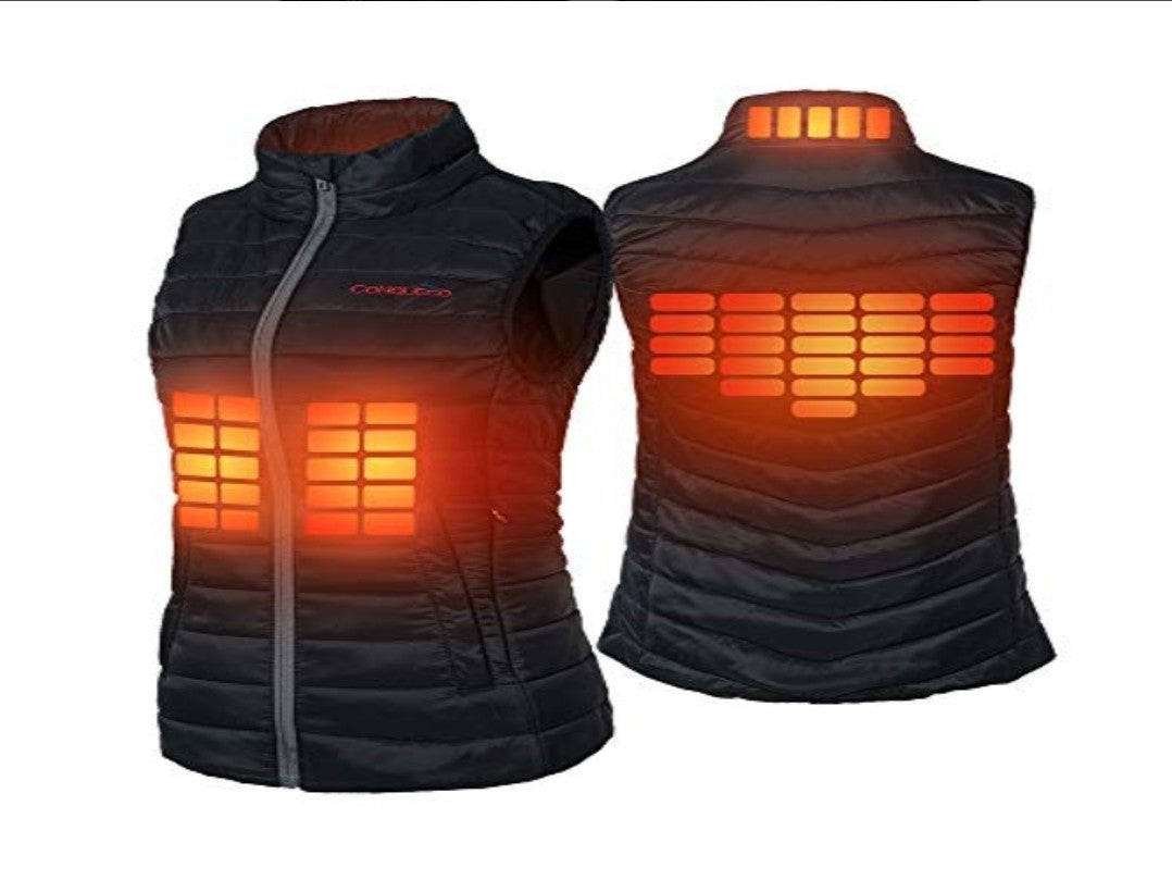 NEW CONQUECO Women's Heated Vest (Size S) with Power Bank, Navy Blue