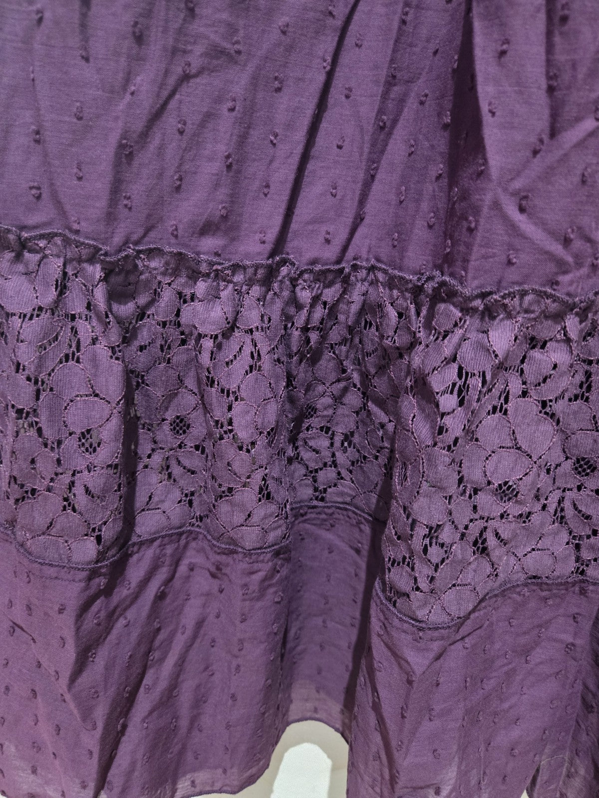 Anna-Kaci Plum Purple Maxi Dress M BNWT Boho Swiss Dot Lace Crochet Summer