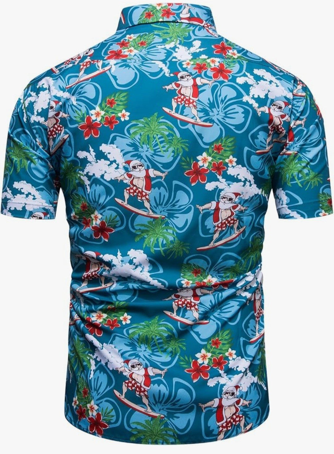 Fohemr Men's Christmas Hawaiian Shirt Surfing Santa Holiday Party Top BNWT 3XL