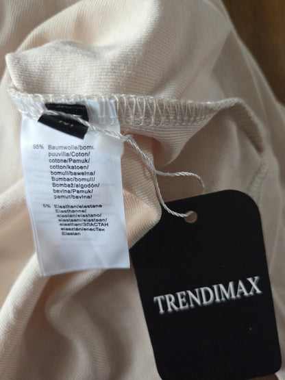 TRENDIMAX Women’s Cream Top Size M BNWT RuchedOff Shoulder Cotton Stretch Blouse