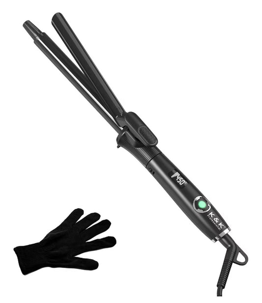 K&K Hair Curling Wand 32mm Ceramic Titanium Barrel Digital Display 50-230°C ...