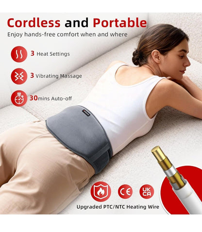 Comfytemp Cordless Lower Back Heating Pad & Massage Belt - Premium Grey
