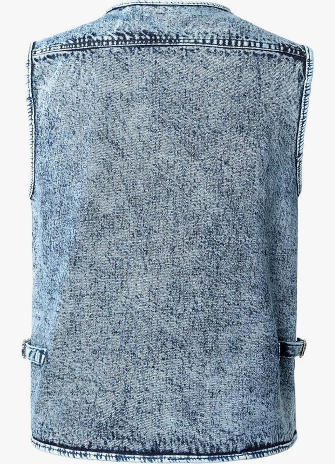 Men's KTWOLEN Denim Multi-Pocket Gilet Acid Wash Jeans Vest Biker Cowboy BNWT XL