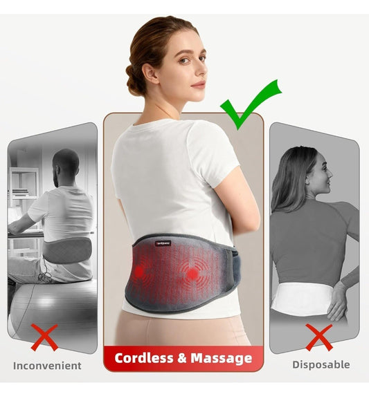 Comfytemp Cordless Lower Back Heating Pad & Massage Belt - Premium Grey