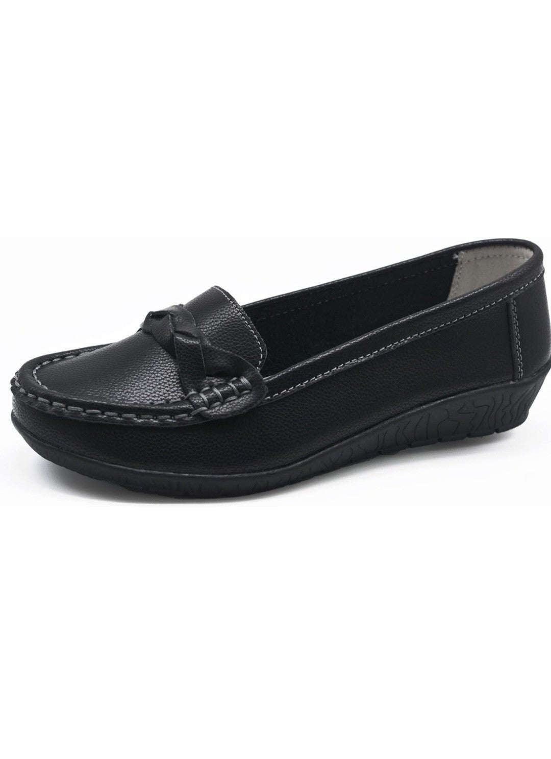 HAJINK Women’s Black Faux Leather Loafers Work Shoes Comfort Wedge UK 6 EU 39