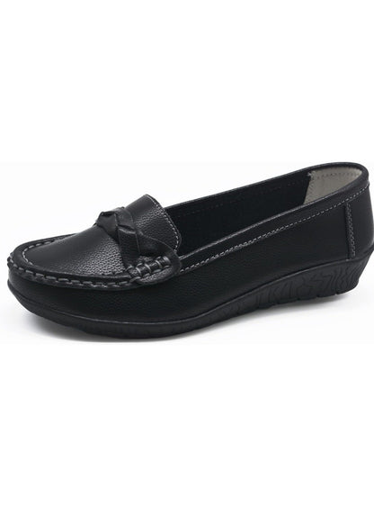 HAJINK Women’s Black Faux Leather Loafers Work Shoes Comfort Wedge UK 6 EU 39
