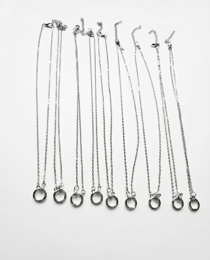 Elegant Silver Plated Double Circle Necklace Minimalist Eternity Pendant Giftbox