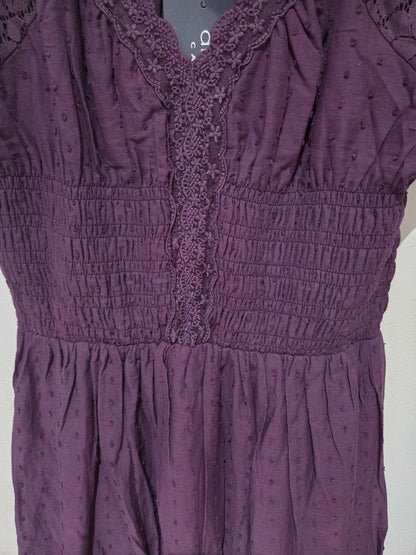 Anna-Kaci Plum Purple Maxi Dress M BNWT Boho Swiss Dot Lace Crochet Summer