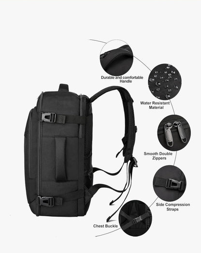 ENZOSUM Cabin Bag 45x36x20cm for EasyJet Underseat Personal Item Backpack Black