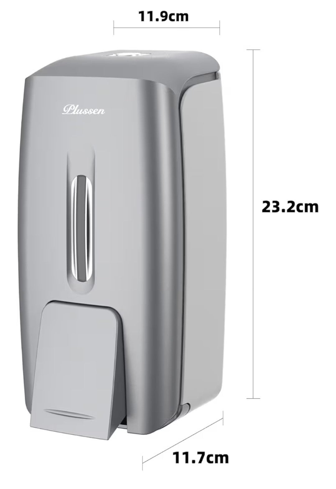 PLUSSEN 800ml Wall-Mounted Soap & Hand Sanitizer Dispenser - Silver
