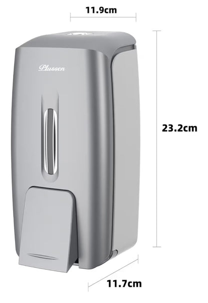 PLUSSEN 800ml Wall-Mounted Soap & Hand Sanitizer Dispenser - Silver