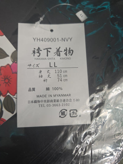 New Edoten Japanese Samurai Kimono Set - Hakama & Top - Dark Navy - Size LL (XL