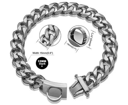 YOTHIWAD 12" Dog Chain Collar Stainless Steel Cuban Link Heavy Duty Snap Buckle