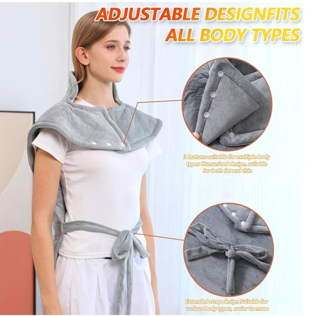 Tatqilo Electric Heating Pad for Back Neck Shoulders 60x100cm Heat Relief Grey