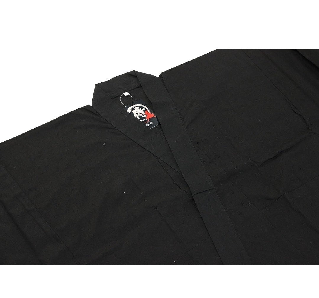 Japanese Samurai Hakama Set - 100% Cotton - Edoten Black Top & Red Skirt -Size L