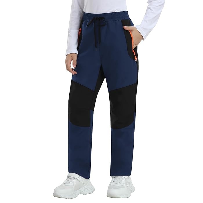 MoFiz Kids Waterproof Snow Ski Pants Boys Patchwork Warm Winter Fleece Lined Hik