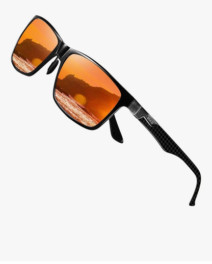 DUCO Men's Polarized Sunglasses 8206 Black Frame REVO RED Lens - FULL SET NEW