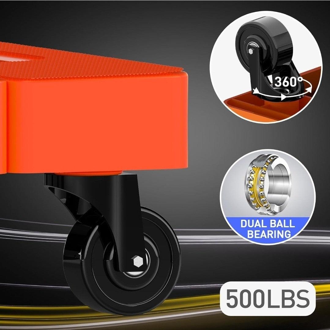 SOLEJAZZ Folding Hand Truck 500LB Heavy Duty Dolly - 6 Wheels - Orange