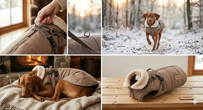 LELEPET Dog Winter Jacket with Harness – Warm Fleece Padded Coat for Small & Med