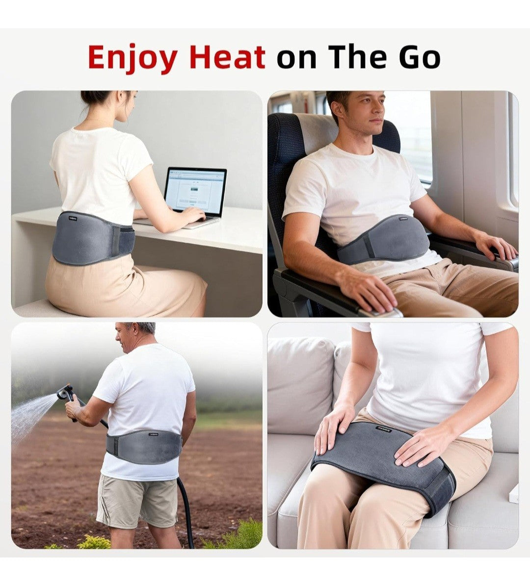 Comfytemp Cordless Lower Back Heating Pad & Massage Belt - Premium Grey