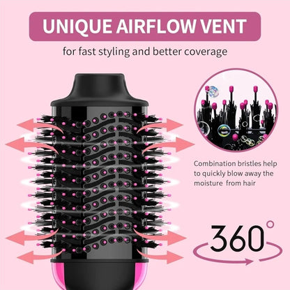 Professional 1-Step Hair Dryer & Volumizer | Hot Air Brush Styler | Pink &...