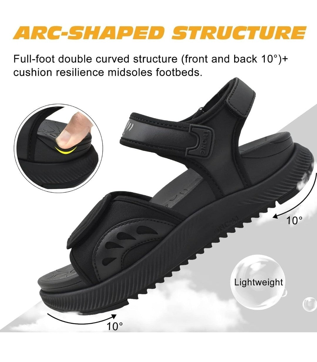 ONCAI Walking Sandals Womens Arch Support Hiking Sandals Black Size 7.5