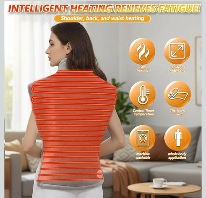 Tatqilo Electric Heating Pad for Back Neck Shoulders 60x100cm Heat Relief Grey