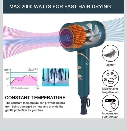 Flintronic Professional Ionic Hair Dryer 2000W - Green - New in Box - With 3...