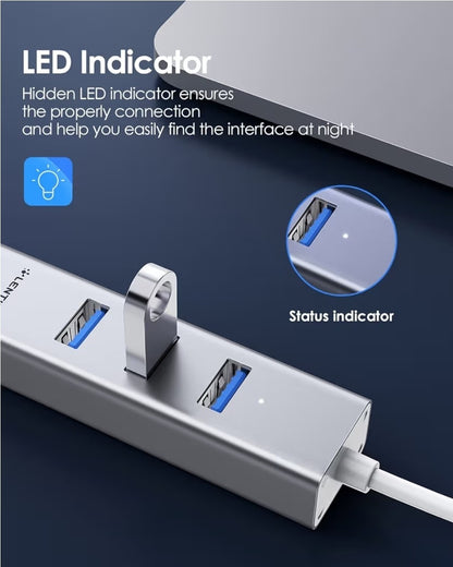 LENTION USB-C Hub to 3x USB 3.0 + Gigabit Ethernet Adapter MacBook Pro Air iPad