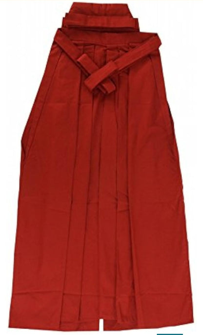 Japanese Samurai Hakama Set - 100% Cotton - Edoten Black Top & Red Skirt -Size L