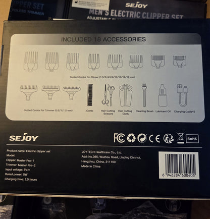 Professional Hair Clipper Electric Trimmers Cutting Cordless Beard Shaver SEJOY
